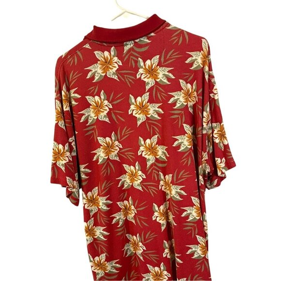 Kona Wind Men's Tropical Print 3-Button Golf Polo Short Sleeve Sz XXL Red Orange - Picture 7 of 11